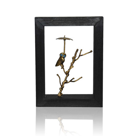Picture of Wall Frame Décor - Owl with Umbrella on Tree Branch