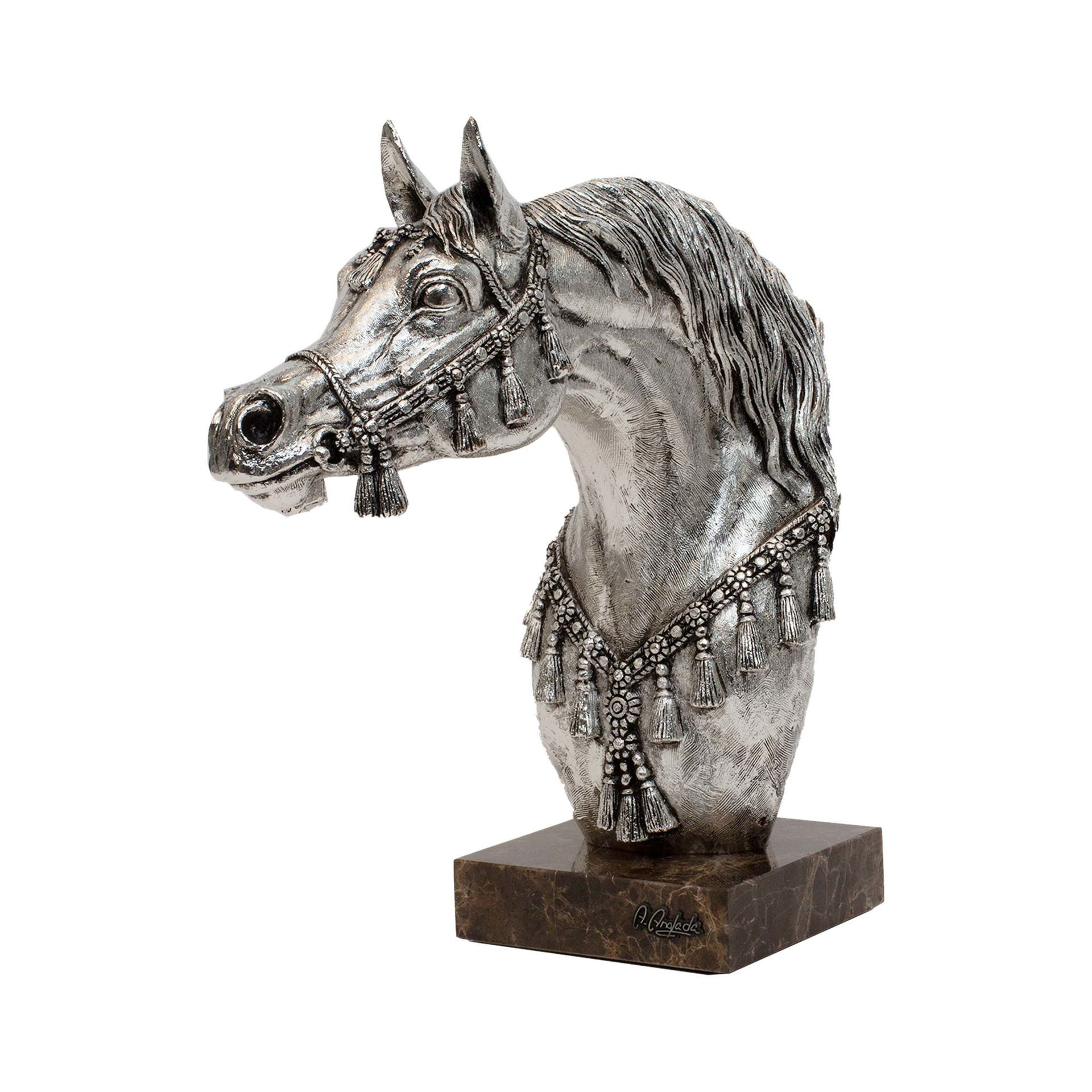 Picture of Arabian Horse Bust Sculpture Silver