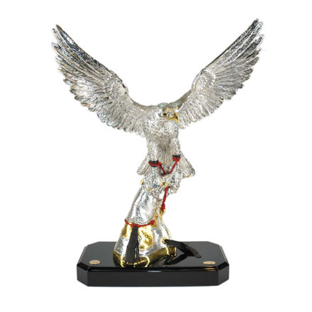 Picture of Arabian Falcon Perched on Hand Sculpture Silver