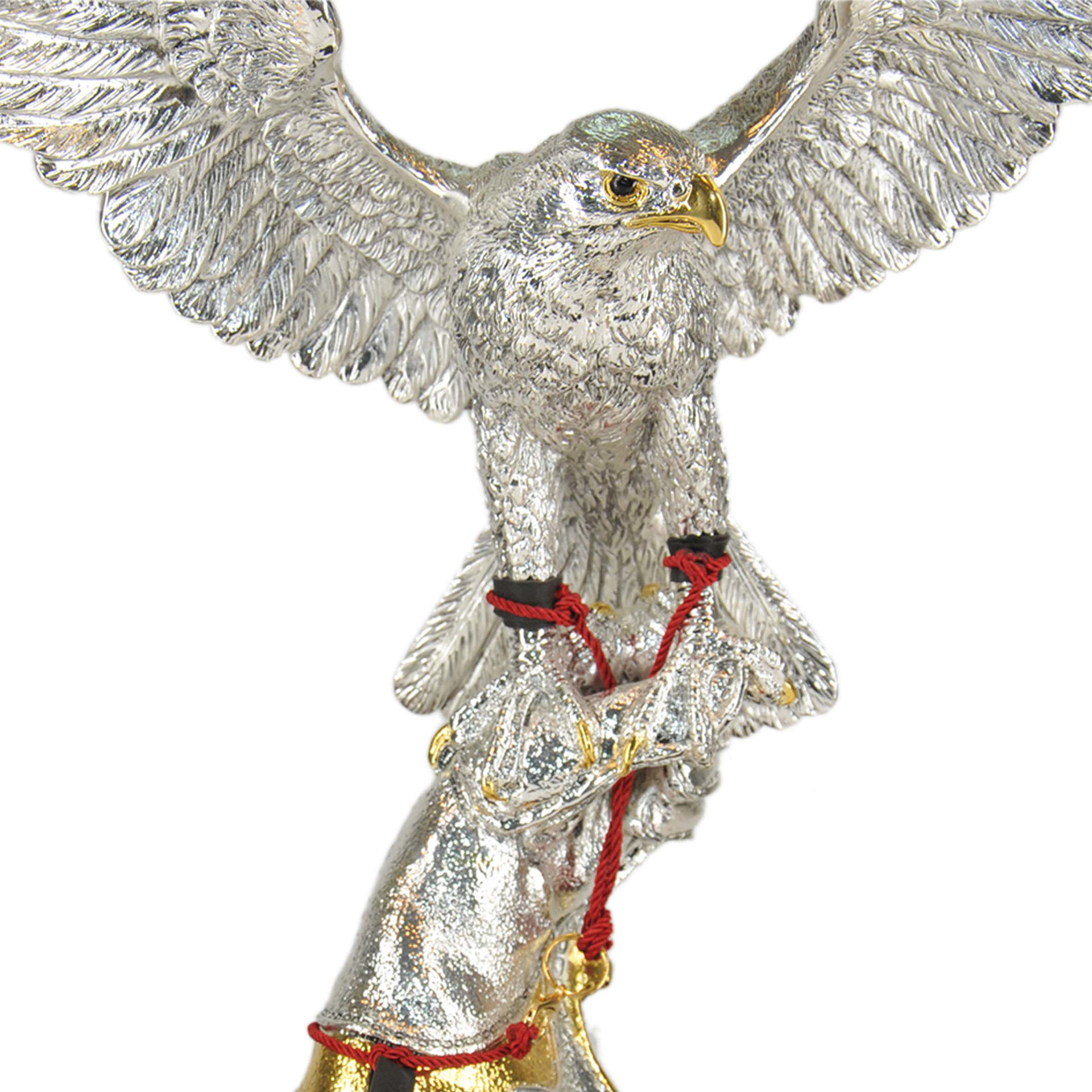 Picture of Arabian Falcon Perched on Hand Sculpture Silver