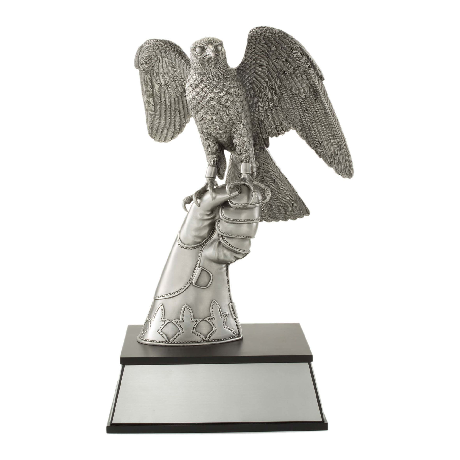Picture of Arabian Falcon Perched on Hand Sculpture - Pewter Satin Finish